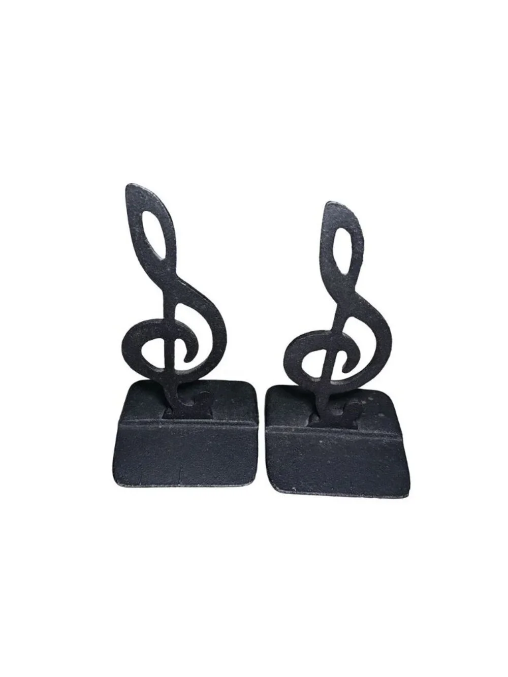 Vintage Musical Treble Clef Cast Iron Bookends Black 6.5